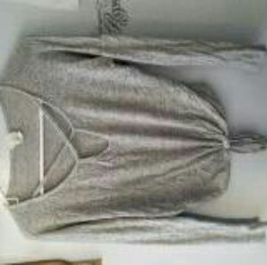 Gray crisscross top with tie sweater